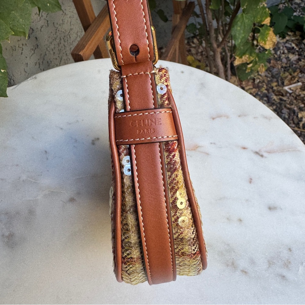 Celine Tweed & Sequin Mini Ava Crescent Shoulder Bag - Picture 12 of 16